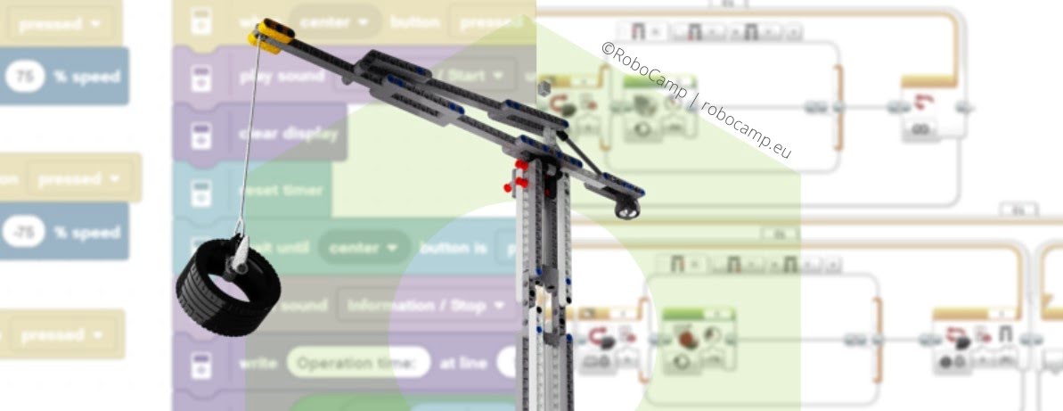 Robot Żuraw od RoboCamp zaprogramowany w apkach EV3