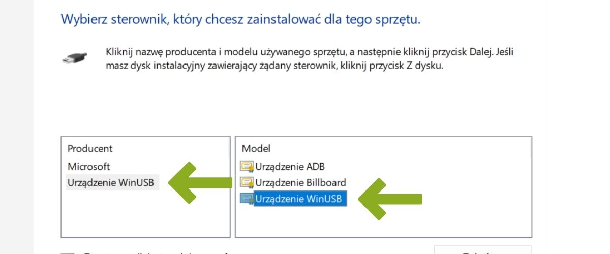 Ręczna instalacja sterownika hub SPIKE