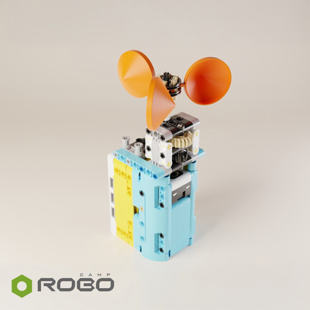 RoboCamp LEGO SPIKE Prime Anemometer with 3D printed parts