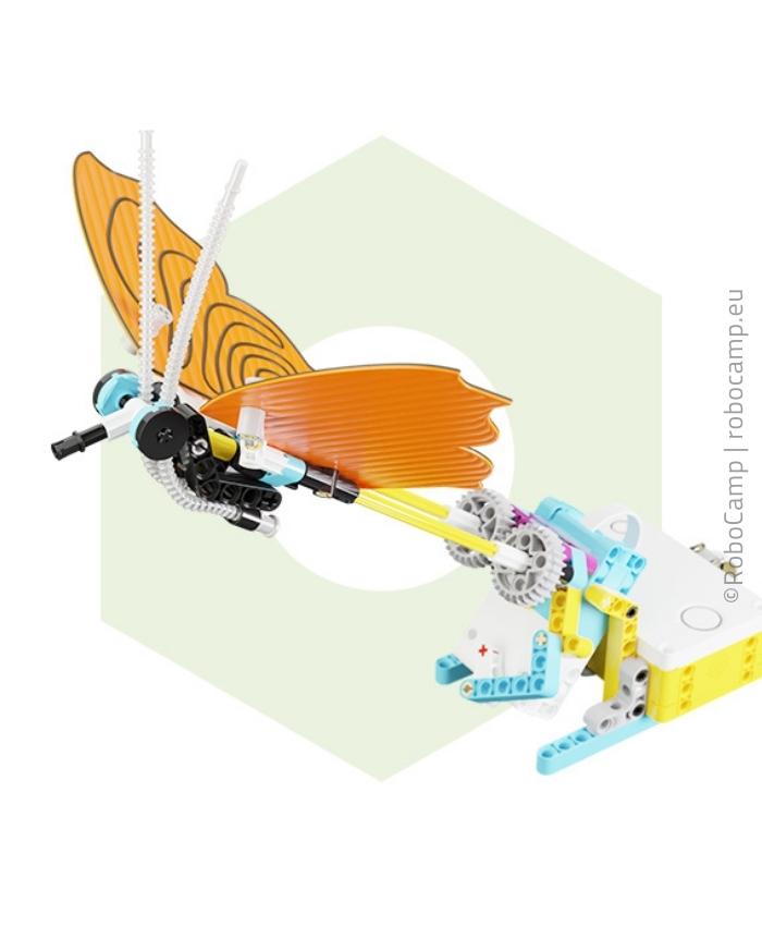 Robot Motyl ze SPIKE Prime wydrukowane skrzydła 3D
