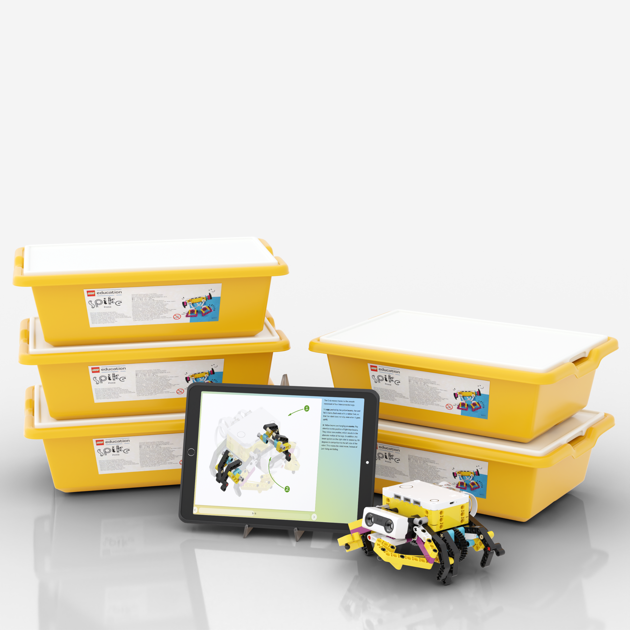 Zestawy LEGO Education SPIKE Prime, tablet z instrukcjami RoboCamp i zbudowany robot